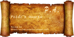 Polák Avarka névjegykártya